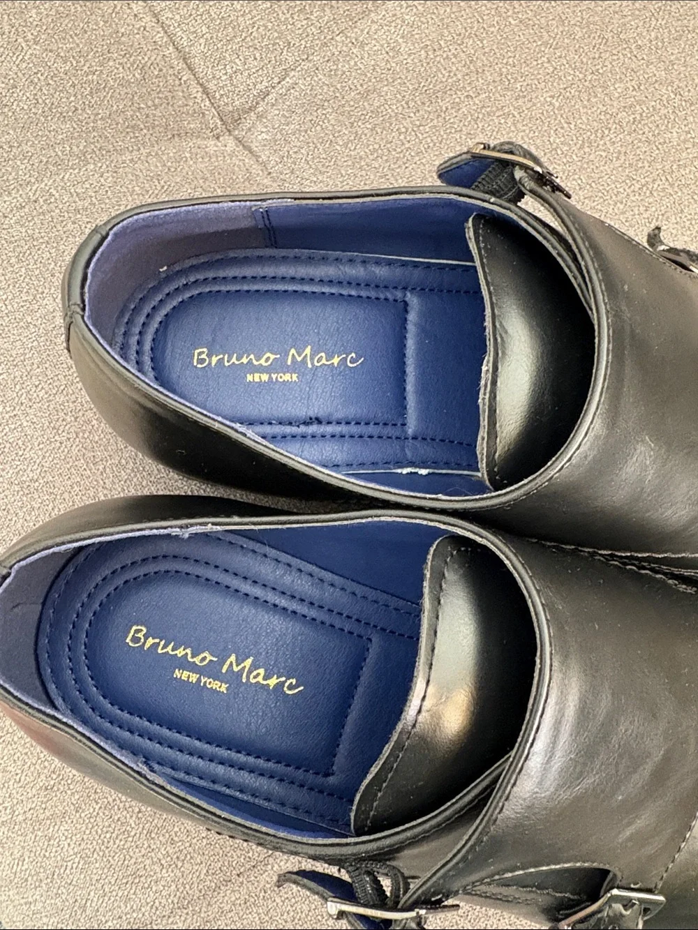 Bruno Marc Men's Black Double Monk Strap Dress Shoes size 9.5